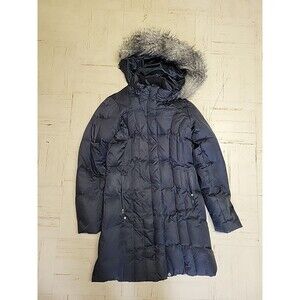 Eddie‎ Bauer Puffer Coat Jacket Womens Small Black EB 550 Goose Down Hooded